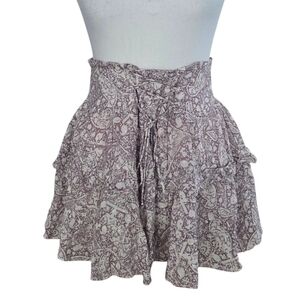 Elegant Patterned Lace-Up Mini Skirt